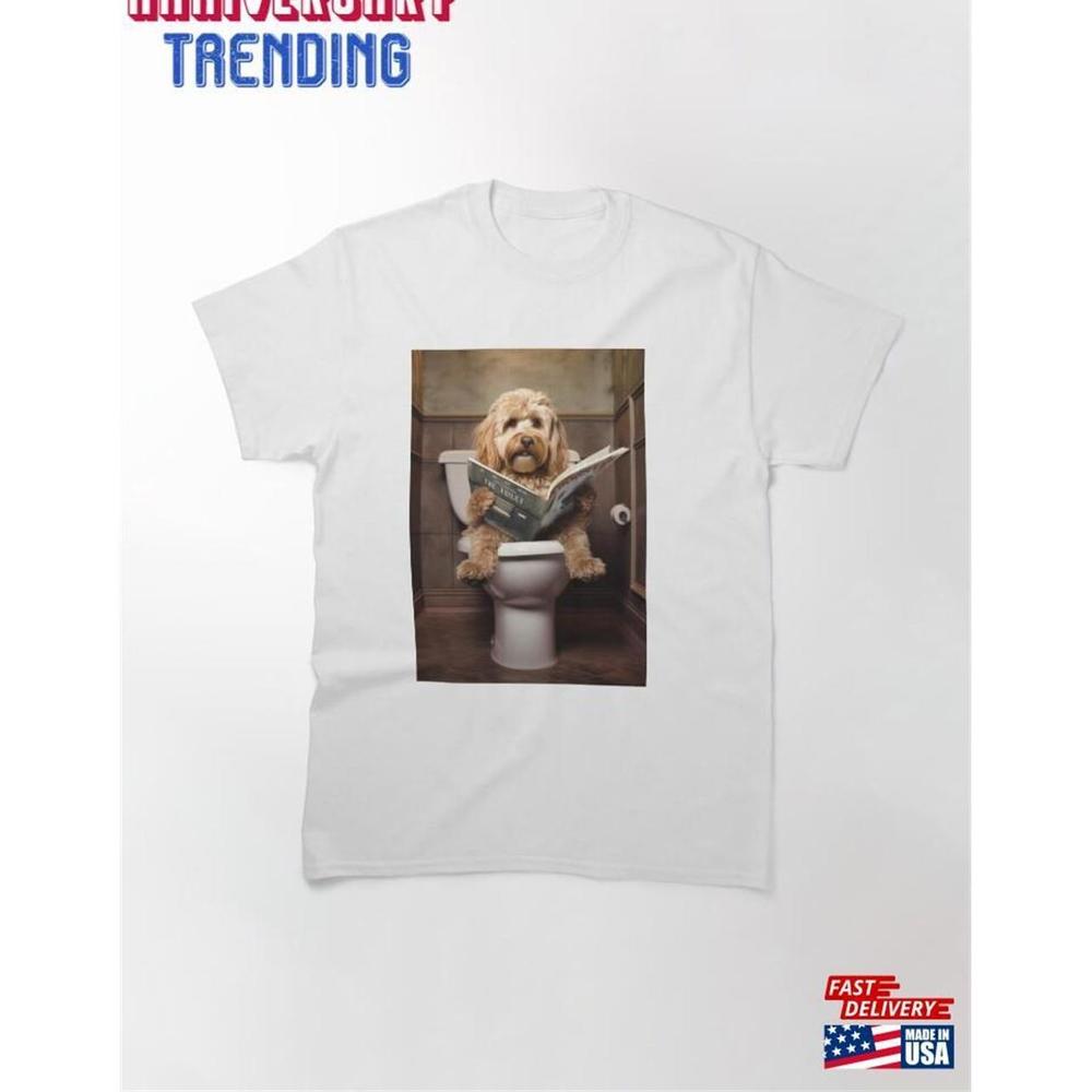 Cockapoo Dog On The Toilet Classic Tshirt